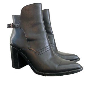 Alexander Wang EUR 37.5 Bootie Ankle Boots Pointed Toe Chunky Block Heel Leather